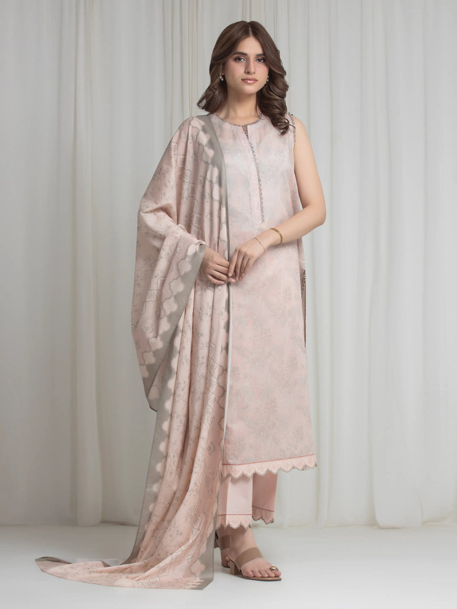 edenrobe Allure Lawn Unstitched Printed 3Pc Suit EWU6A1-36729