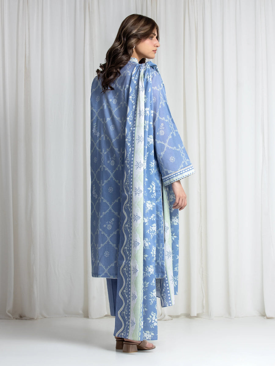 edenrobe Allure Lawn Unstitched Printed 3Pc Suit EWU6A1-36731