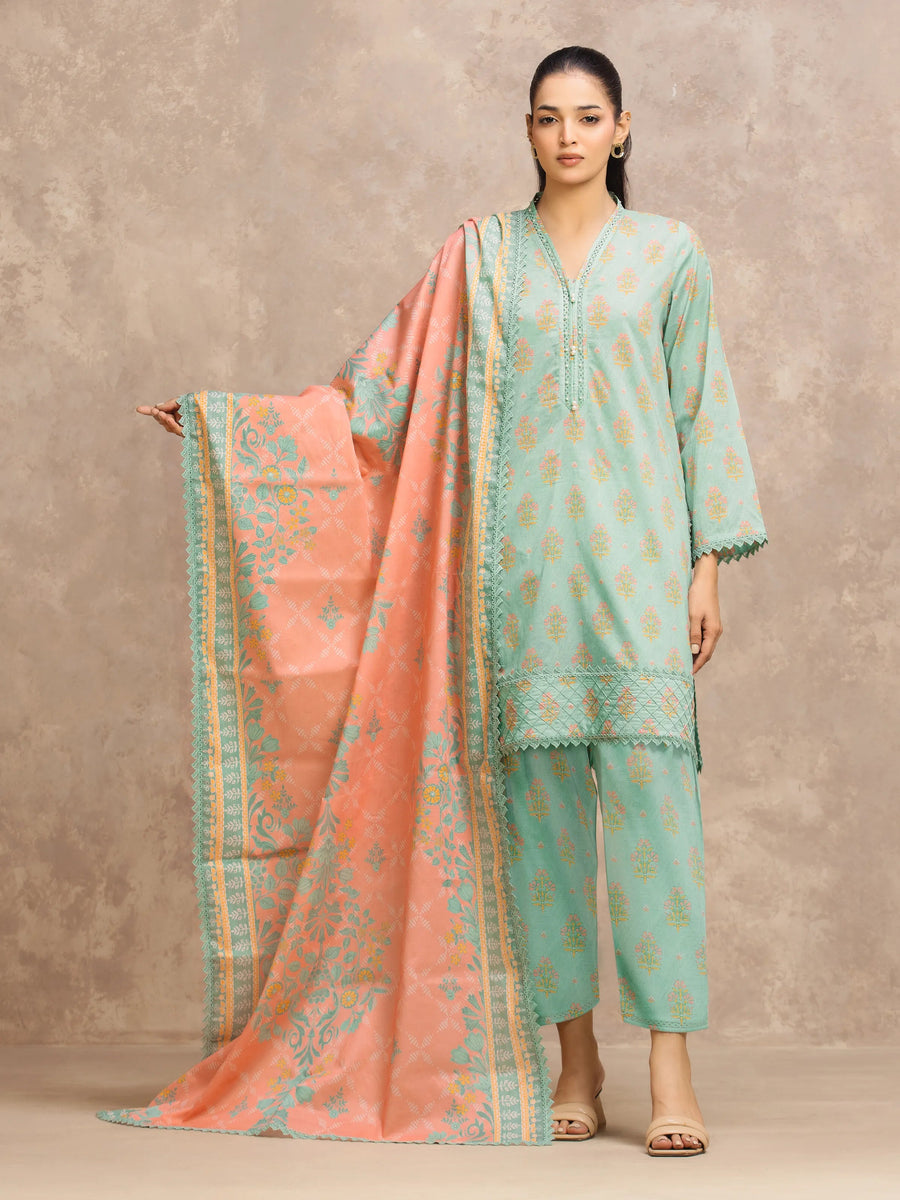 edenrobe Allure Lawn Unstitched Printed 3Pc Suit EWU6A1-36746