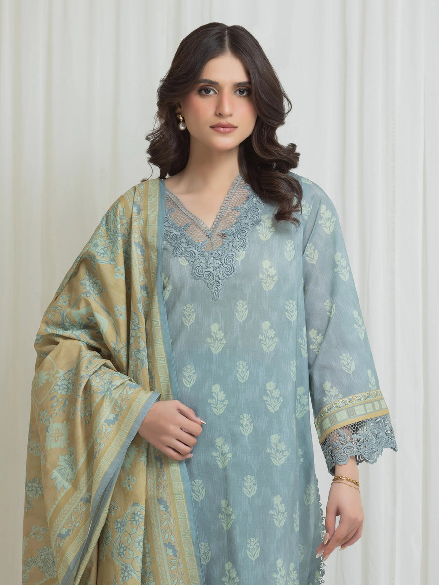 edenrobe Allure Lawn Unstitched Printed 3Pc Suit EWU6A1-36754