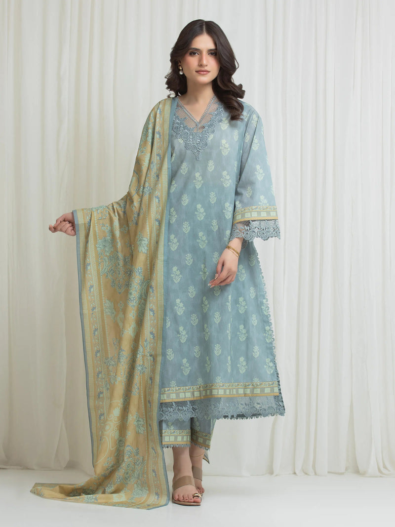 edenrobe Allure Lawn Unstitched Printed 3Pc Suit EWU6A1-36754