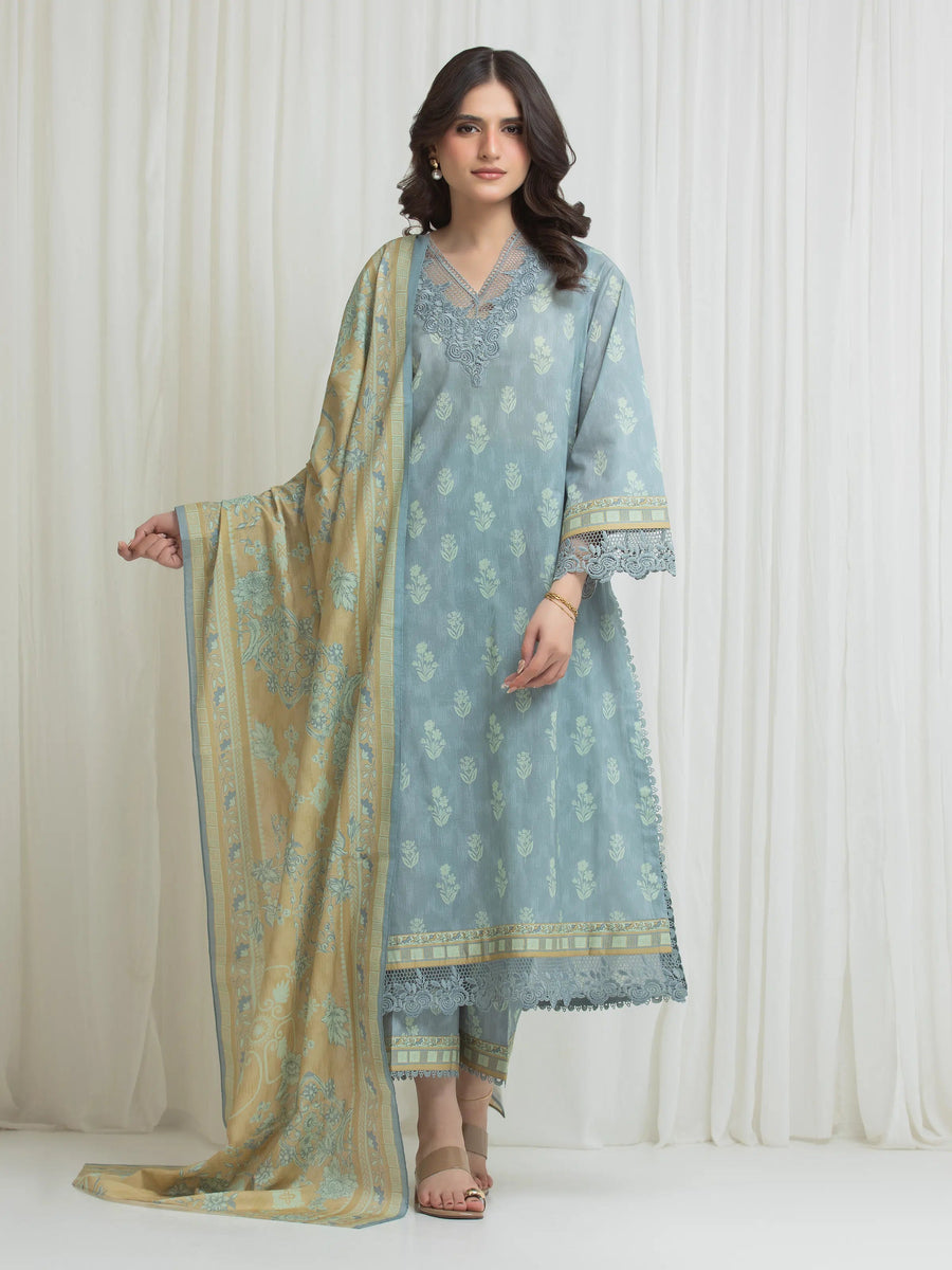 edenrobe Allure Lawn Unstitched Printed 3Pc Suit EWU6A1-36754