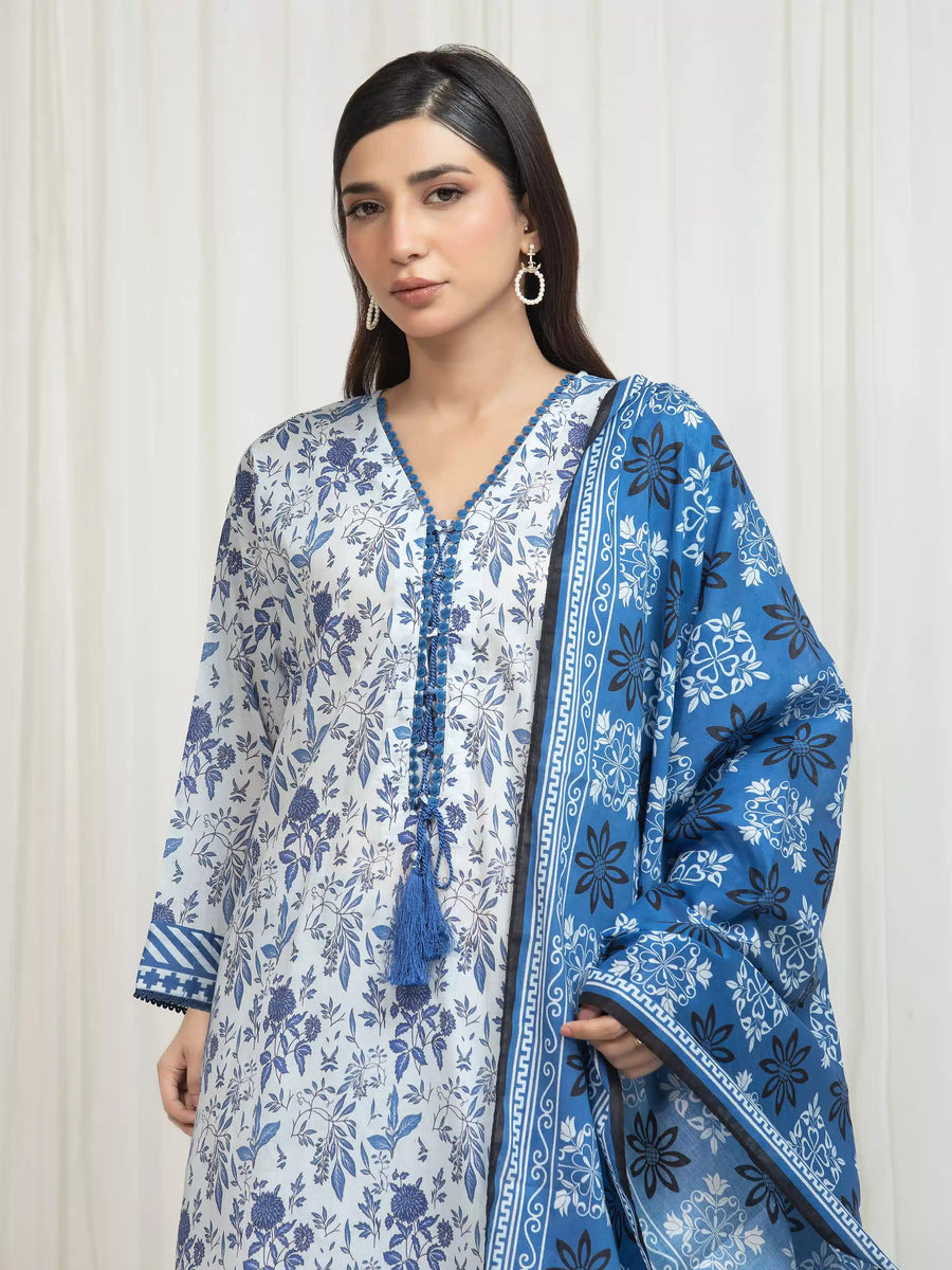 edenrobe Allure Lawn Unstitched Printed 3Pc Suit EWU6A1-36755