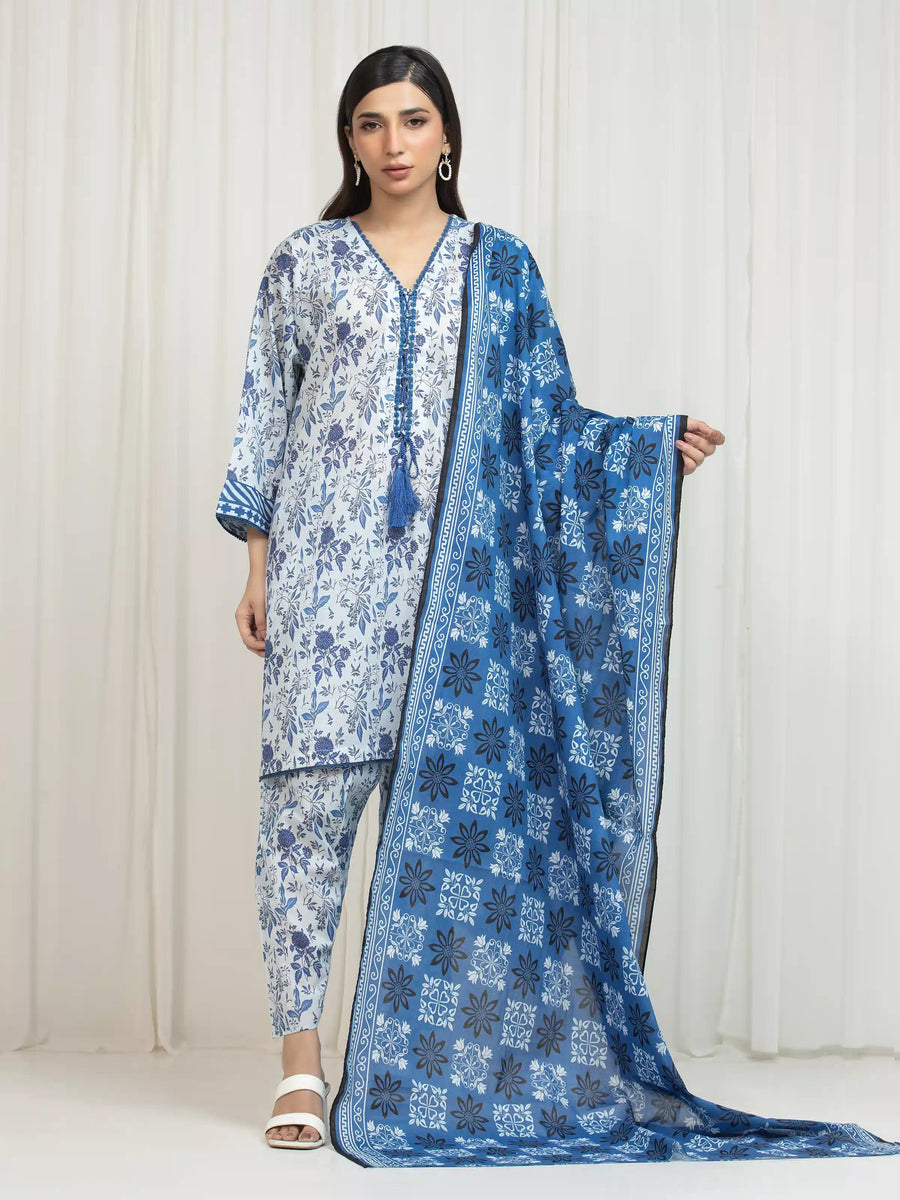 edenrobe Allure Lawn Unstitched Printed 3Pc Suit EWU6A1-36755