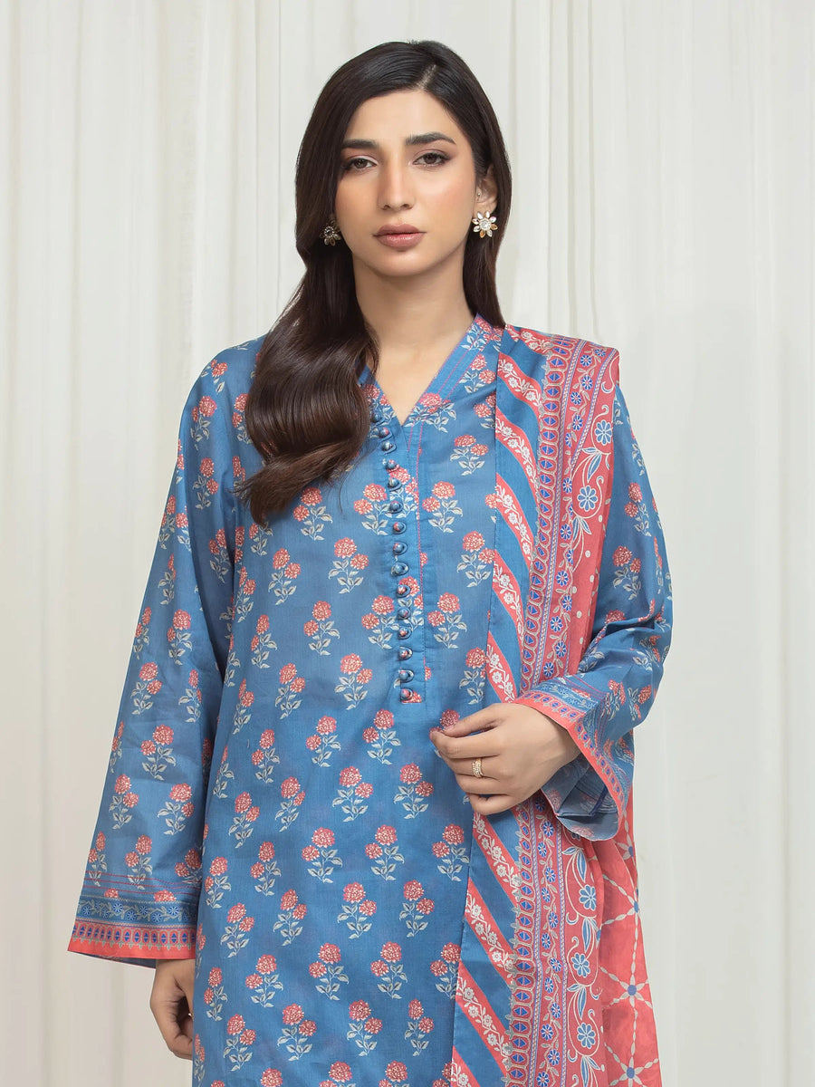 edenrobe Allure Lawn Unstitched Printed 3Pc Suit EWU6A1-36756