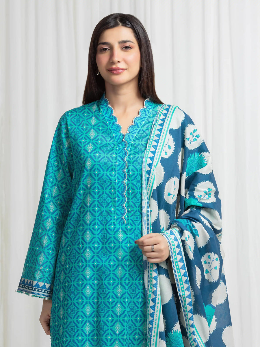 edenrobe Allure Lawn Unstitched Printed 3Pc Suit EWU6A1-36762