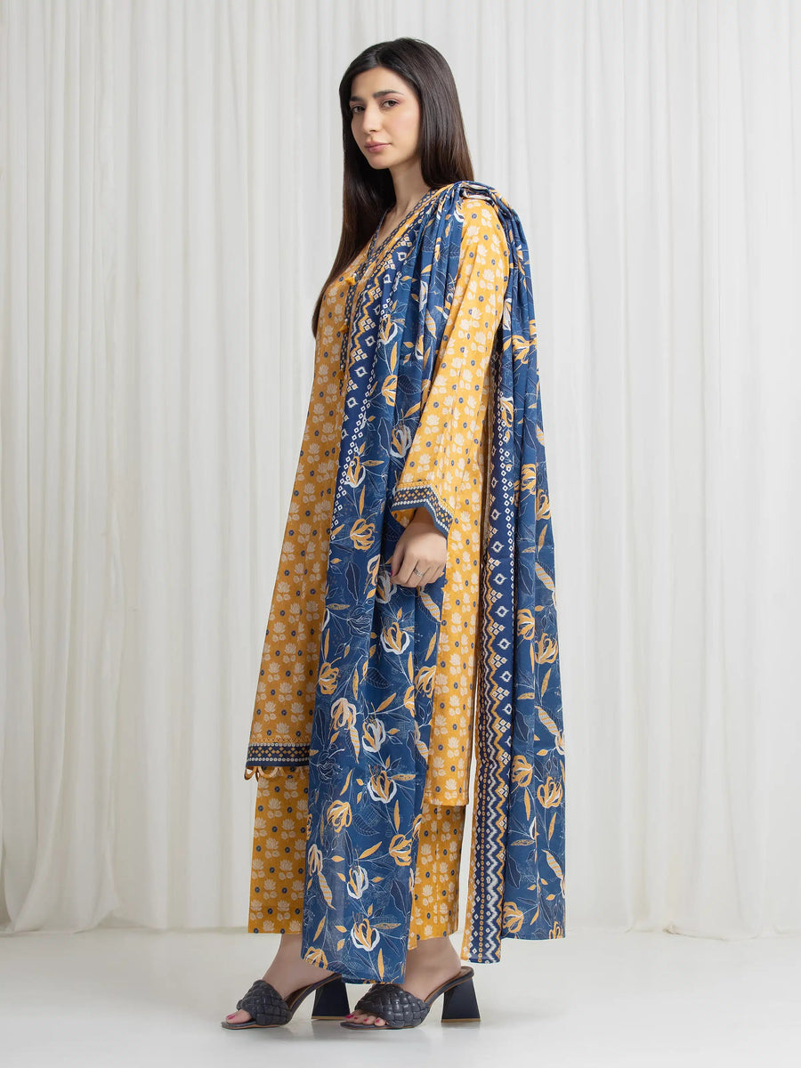 edenrobe Allure Lawn Unstitched Printed 3Pc Suit EWU6A1-36767