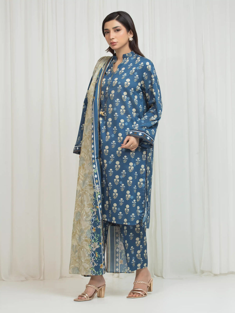 edenrobe Allure Lawn Unstitched Printed 3Pc Suit EWU6A1-36768