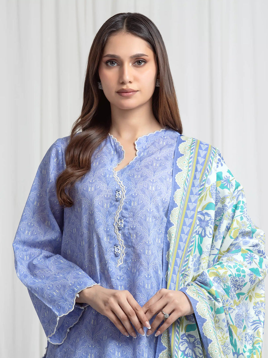 edenrobe Allure Lawn Unstitched Printed 3Pc Suit EWU6A1-36773