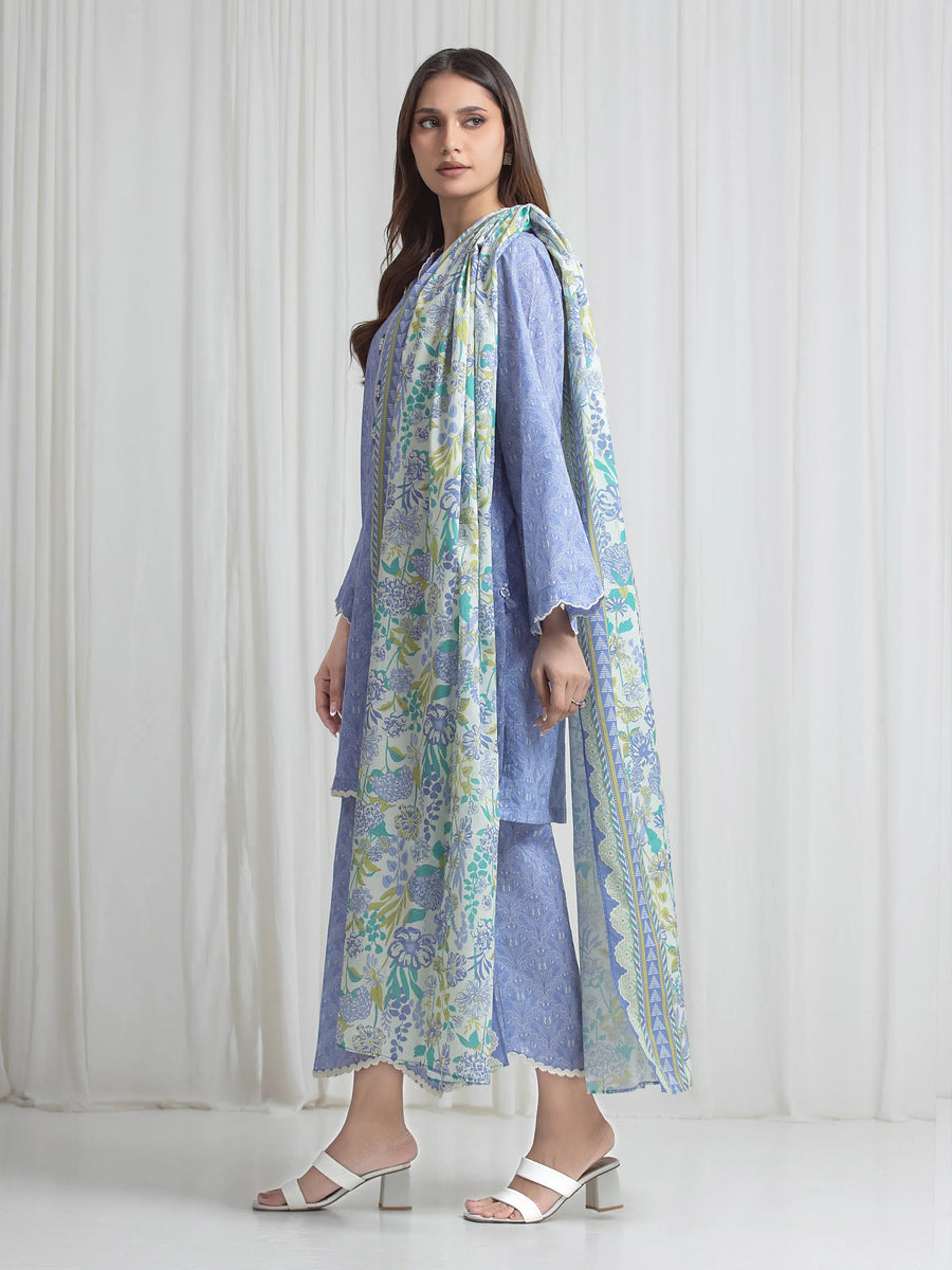 edenrobe Allure Lawn Unstitched Printed 3Pc Suit EWU6A1-36773