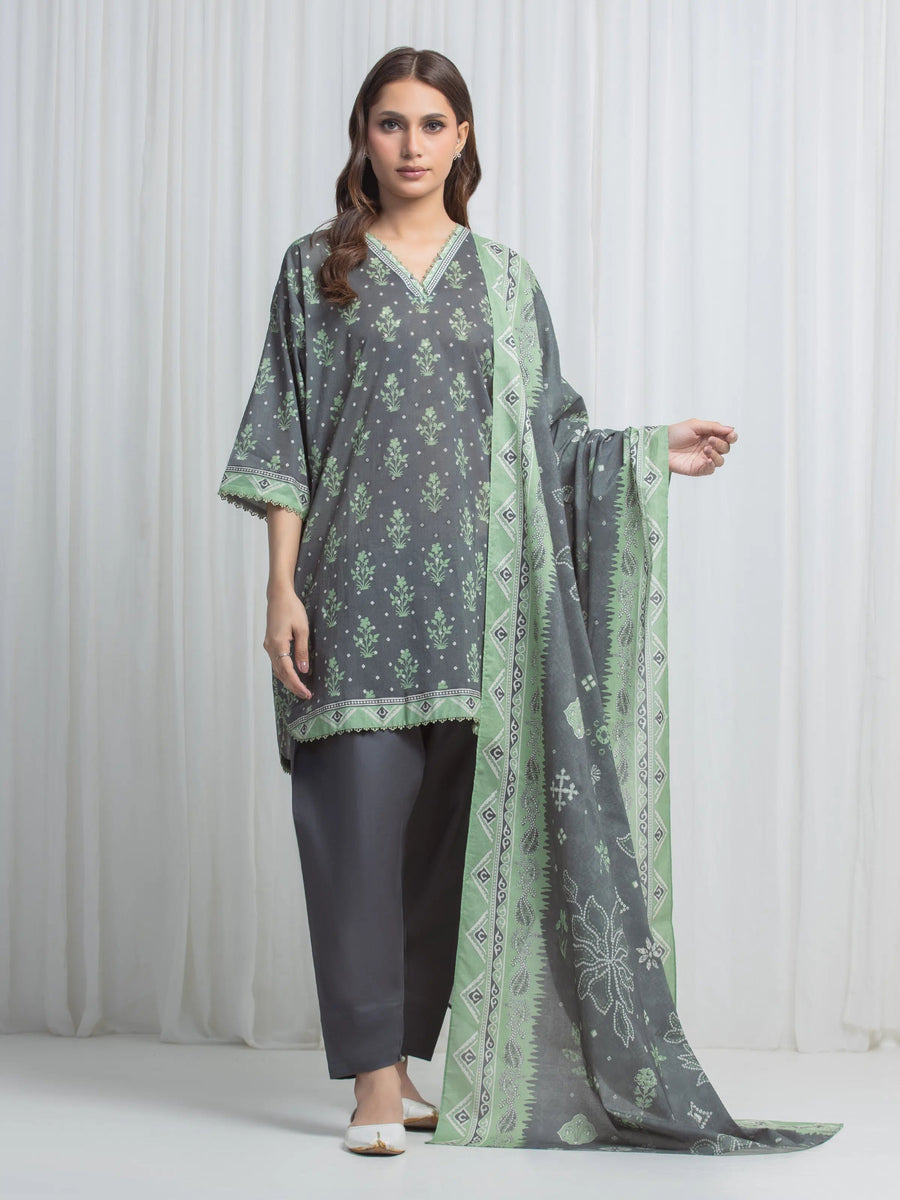 edenrobe Allure Lawn Unstitched Printed 3Pc Suit EWU6A1-36845