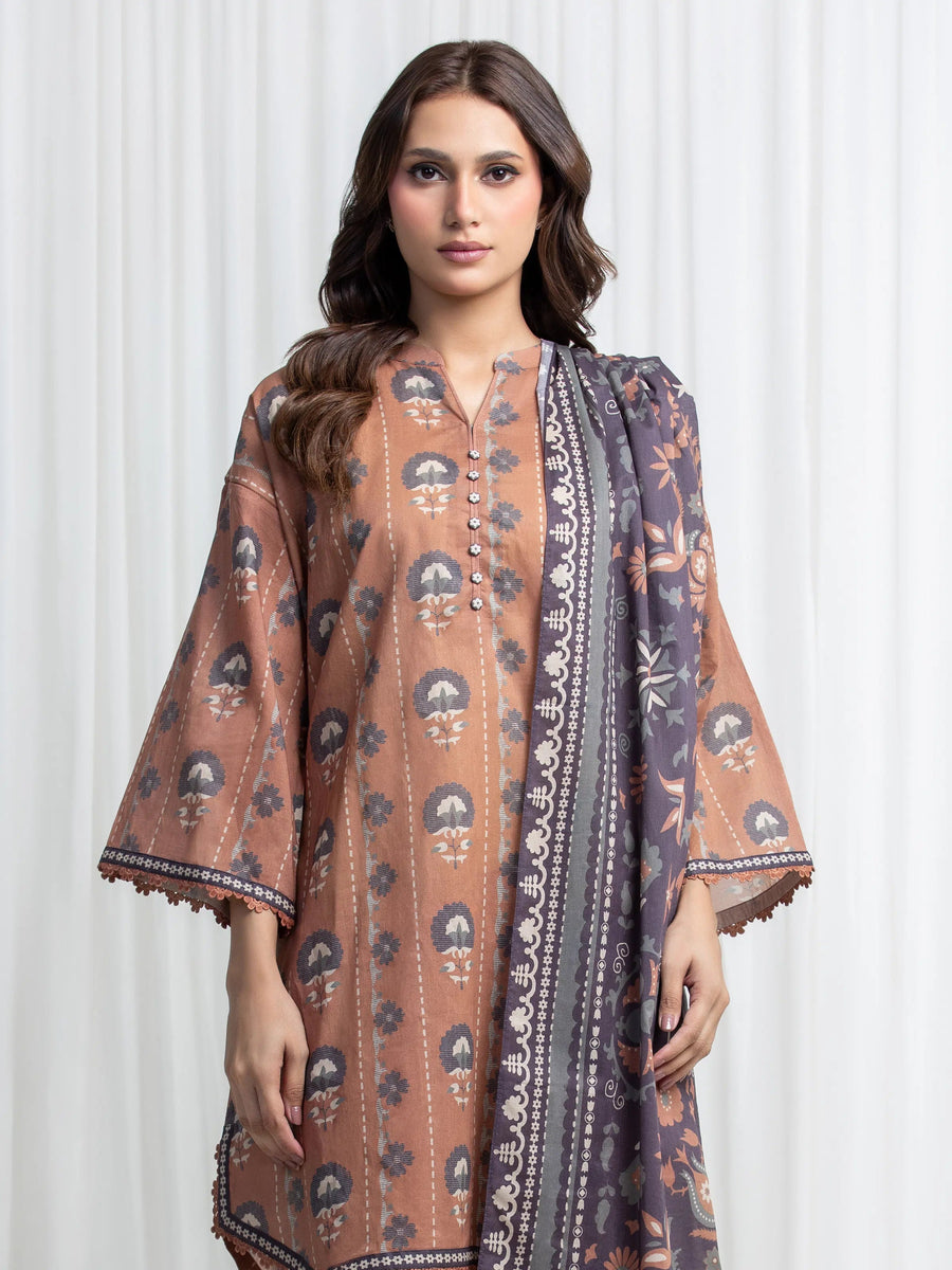 edenrobe Allure Lawn Unstitched Printed 3Pc Suit EWU6A1-36852