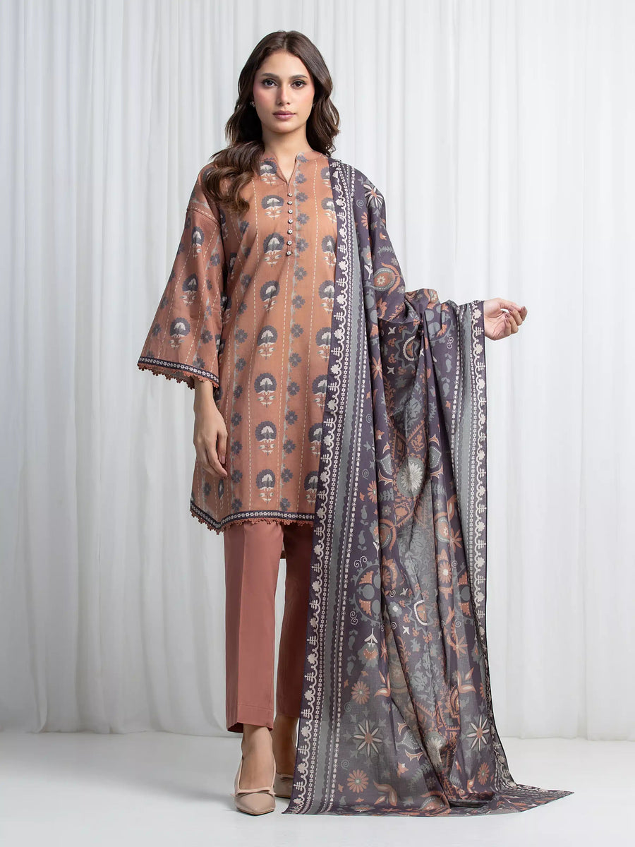 edenrobe Allure Lawn Unstitched Printed 3Pc Suit EWU6A1-36852