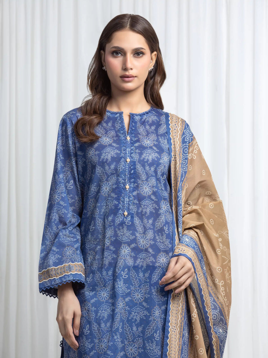 edenrobe Allure Lawn Unstitched Printed 3Pc Suit EWU6A1-36862