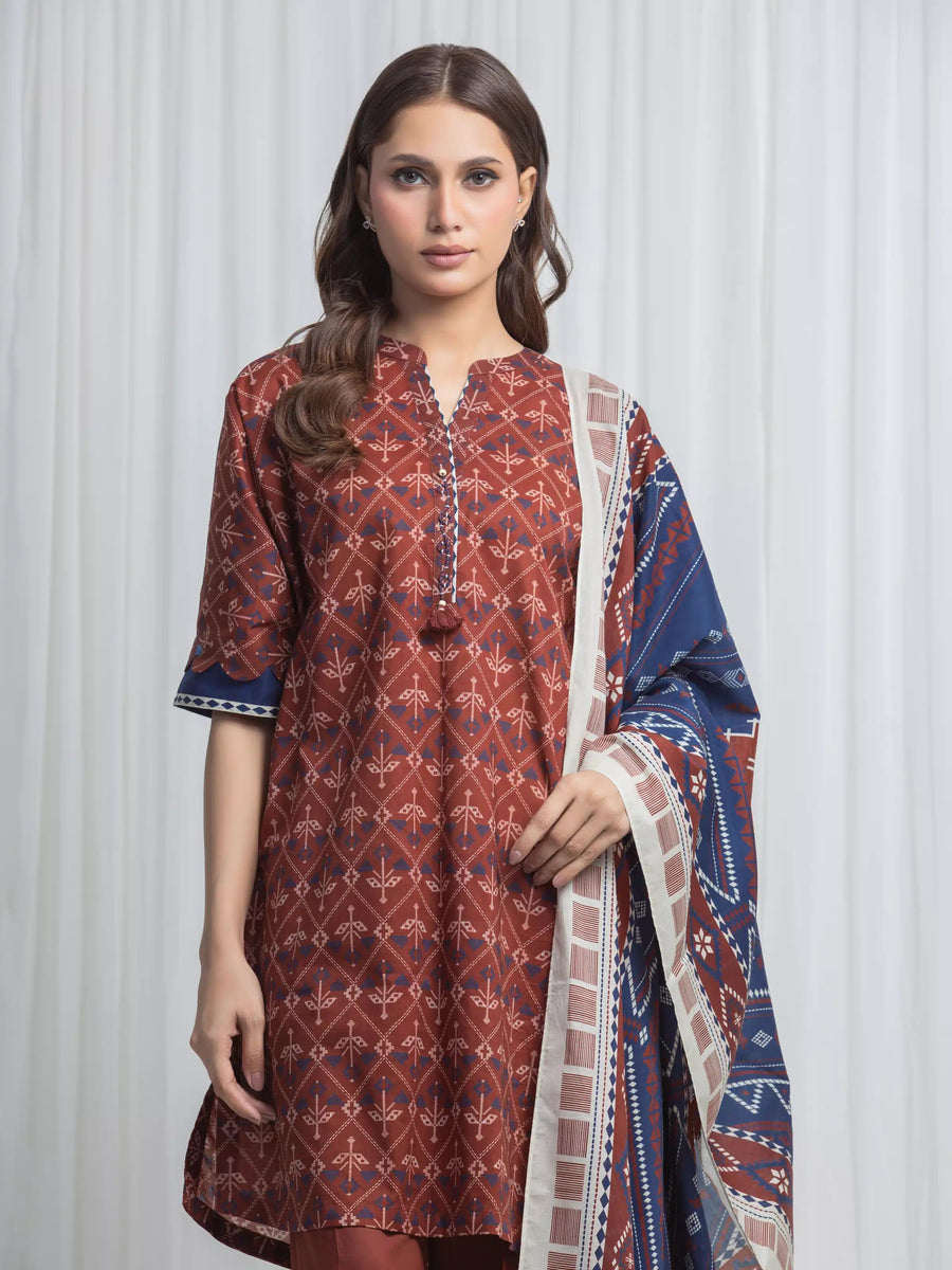 edenrobe Allure Lawn Unstitched Printed 3Pc Suit EWU6A1-36864