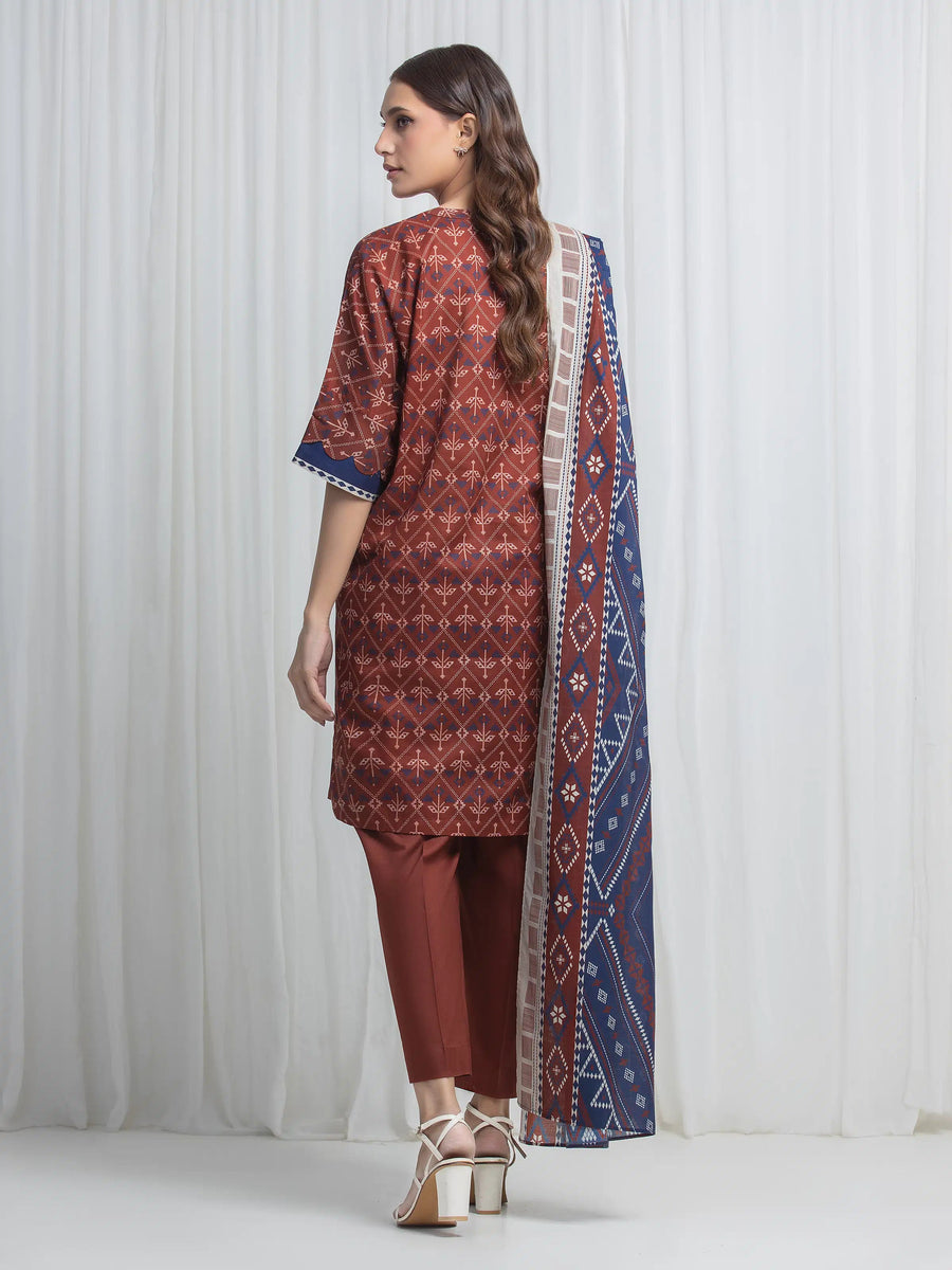 edenrobe Allure Lawn Unstitched Printed 3Pc Suit EWU6A1-36864