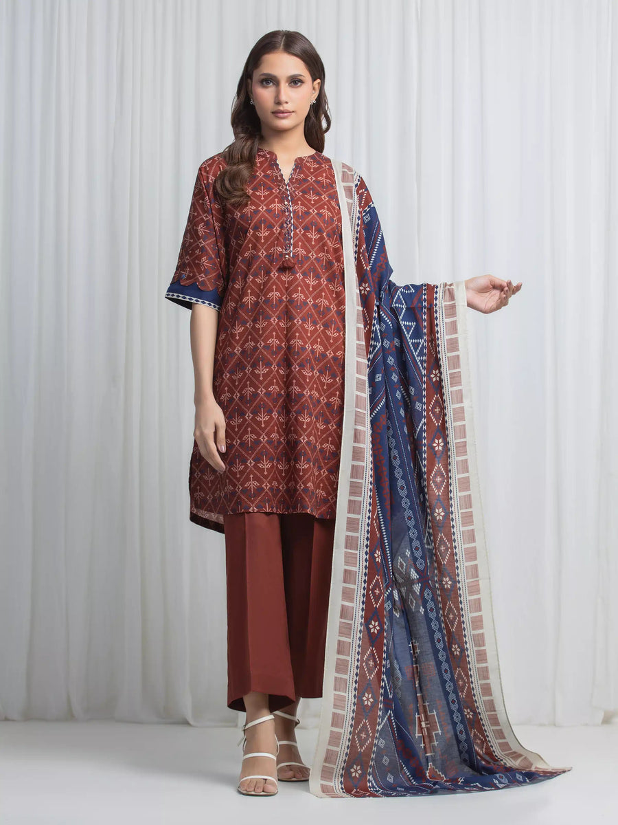 edenrobe Allure Lawn Unstitched Printed 3Pc Suit EWU6A1-36864