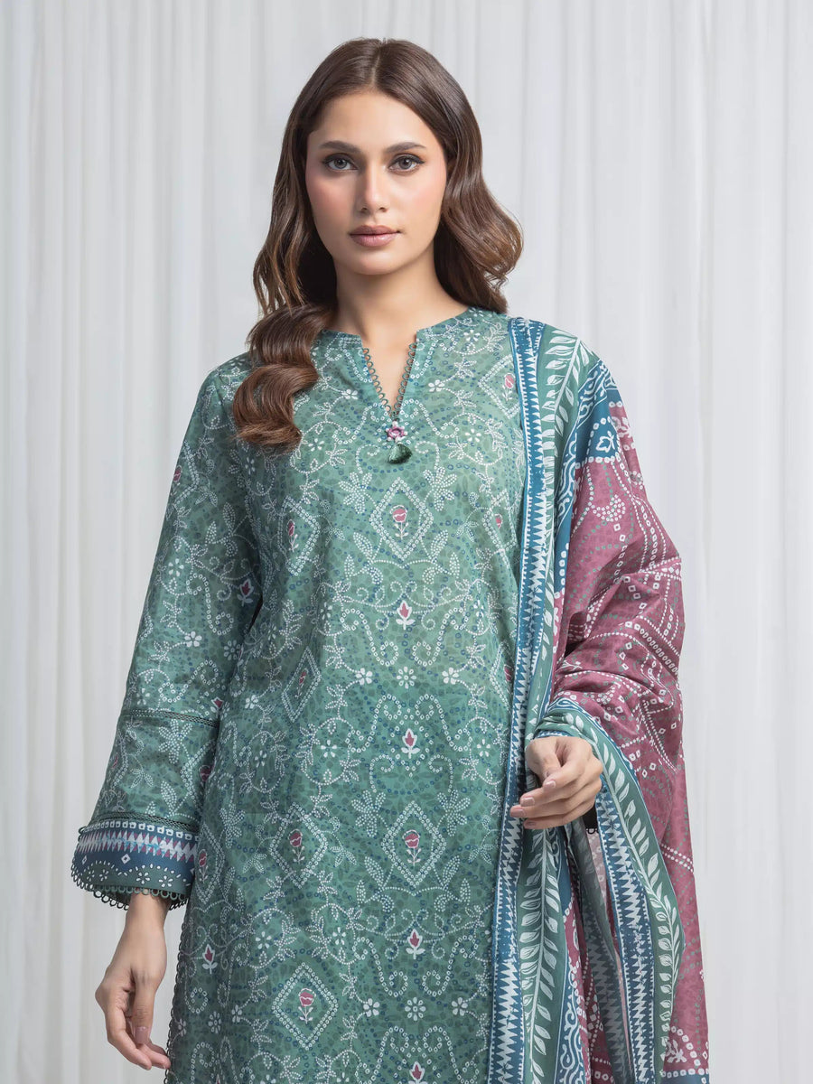 edenrobe Allure Lawn Unstitched Printed 3Pc Suit EWU6A1-36865