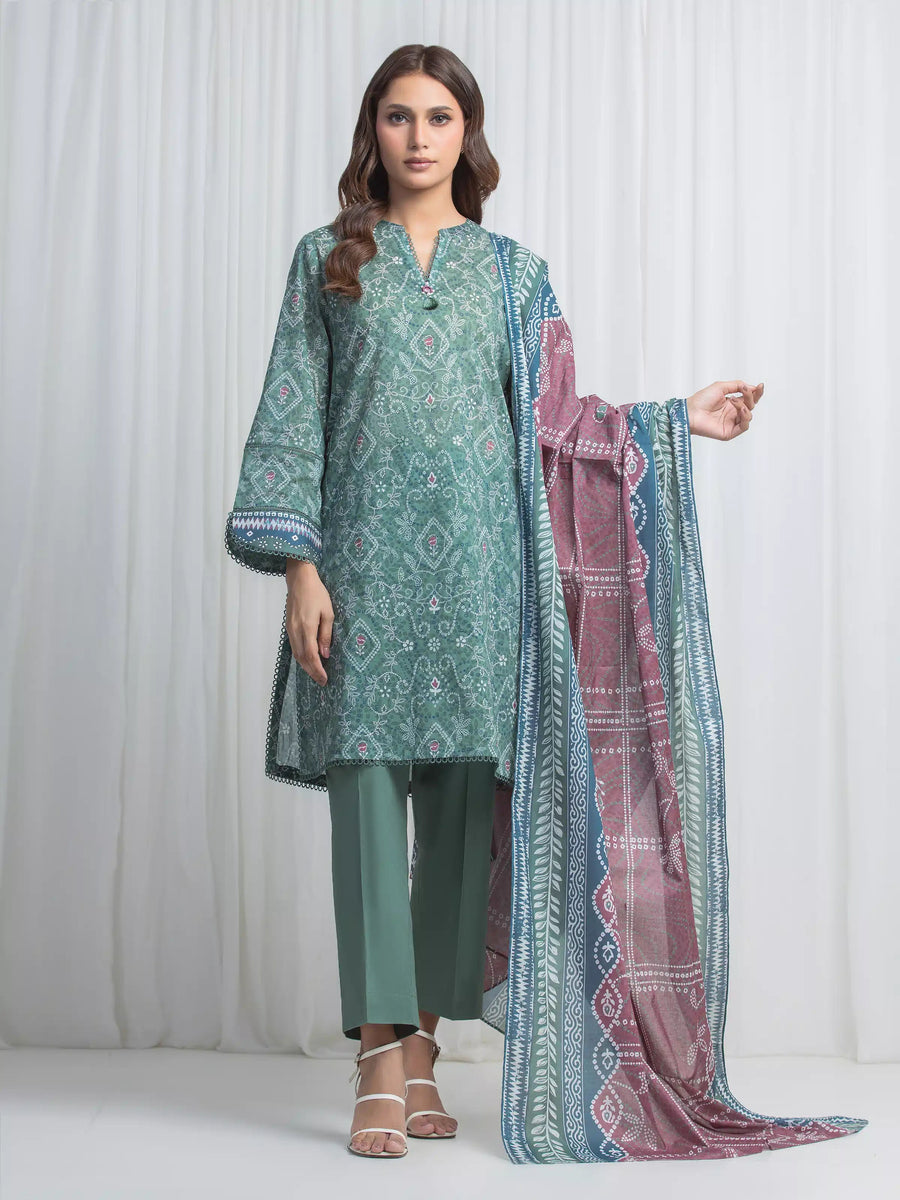 edenrobe Allure Lawn Unstitched Printed 3Pc Suit EWU6A1-36865