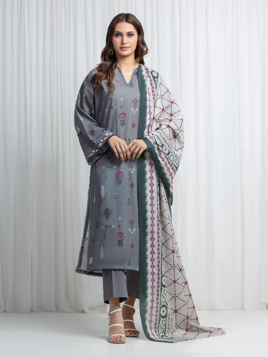 edenrobe Allure Lawn Unstitched Printed 3Pc Suit EWU6A1-36880