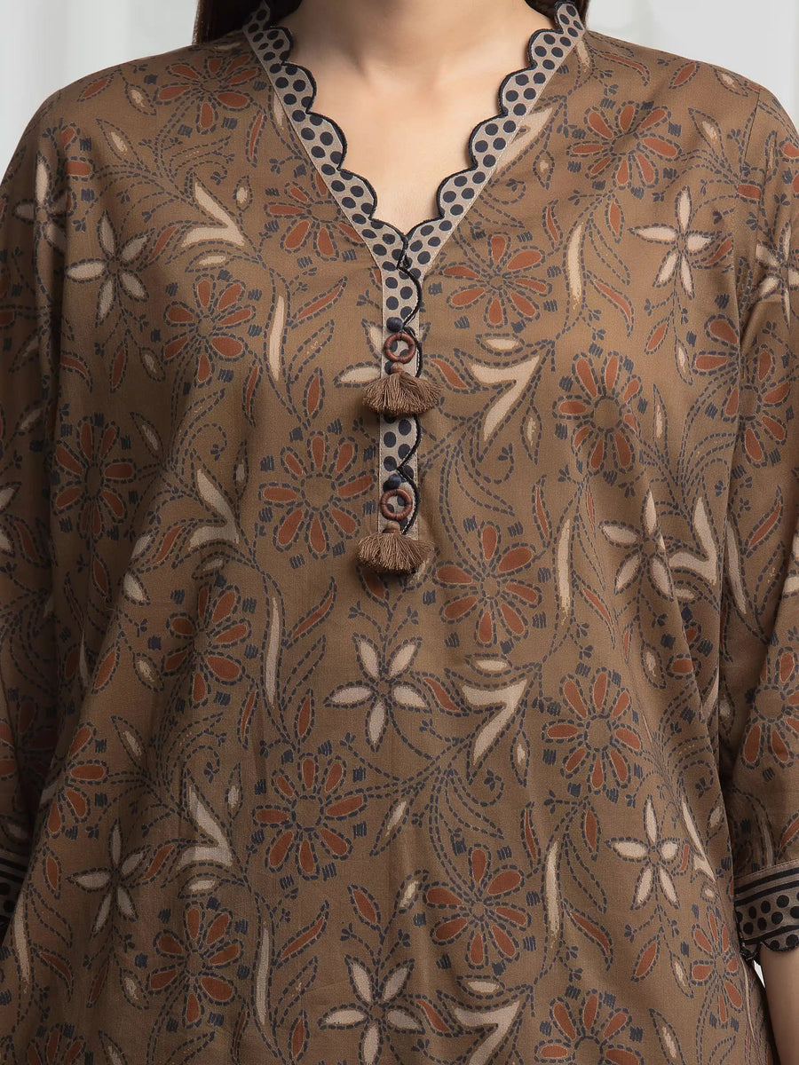 edenrobe Allure Unstitched Printed Khaddar 3Pc Suit EWU6A3-37003