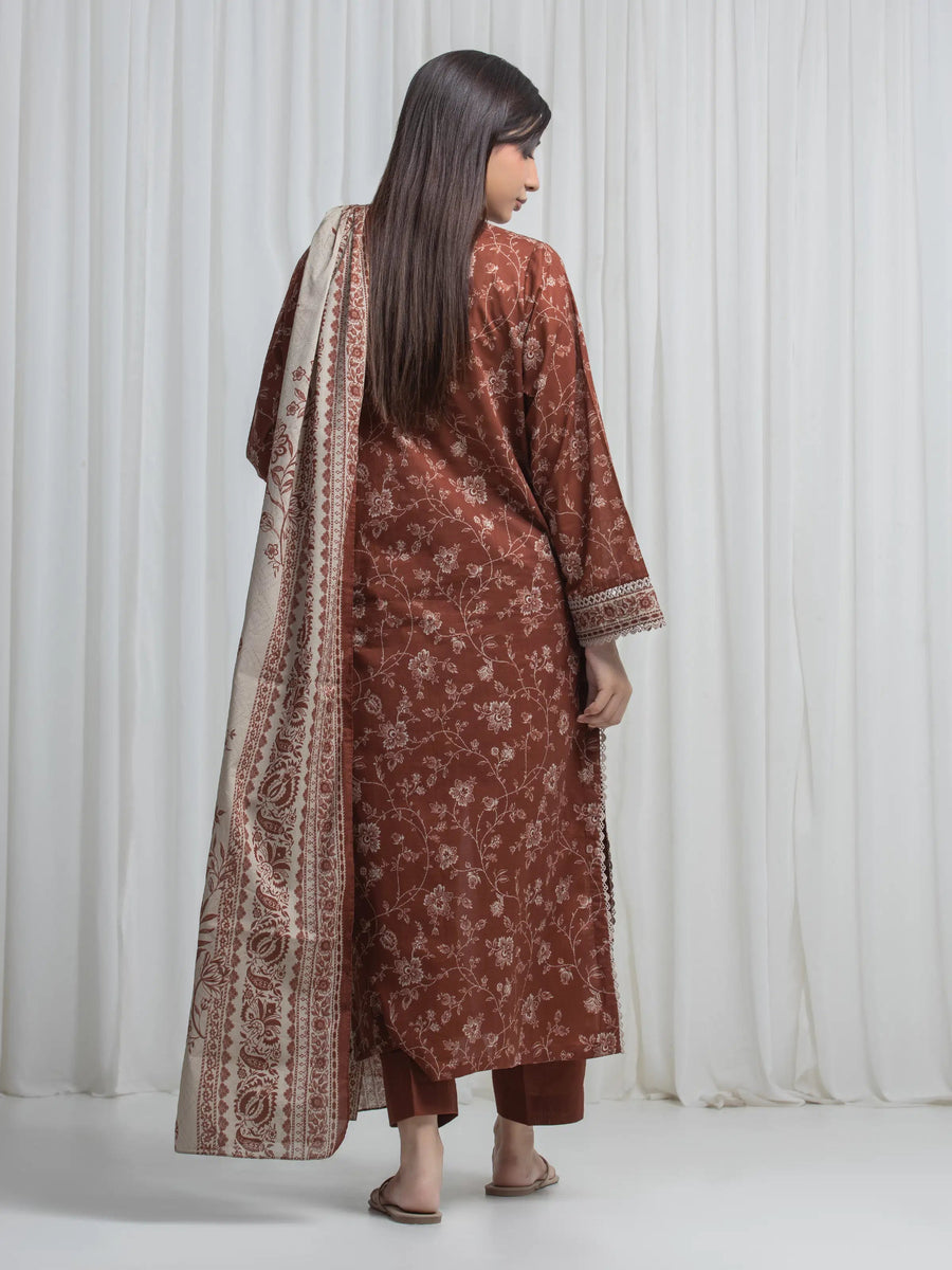 edenrobe Allure Unstitched Printed Khaddar 3Pc Suit EWU6A3-37005