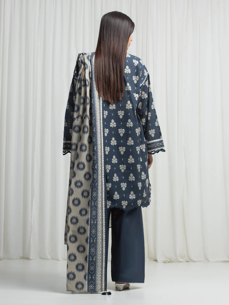 edenrobe Allure Unstitched Printed Khaddar 3Pc Suit EWU6A3-37006