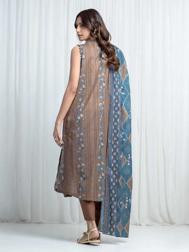 edenrobe Allure Unstitched Printed Khaddar 3Pc Suit EWU6A3-37012