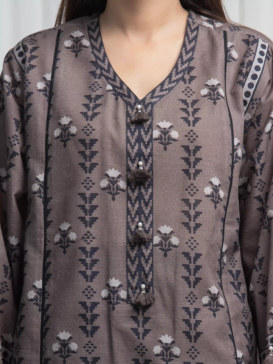 edenrobe Allure Unstitched Printed Khaddar 3Pc Suit EWU6A3-37031