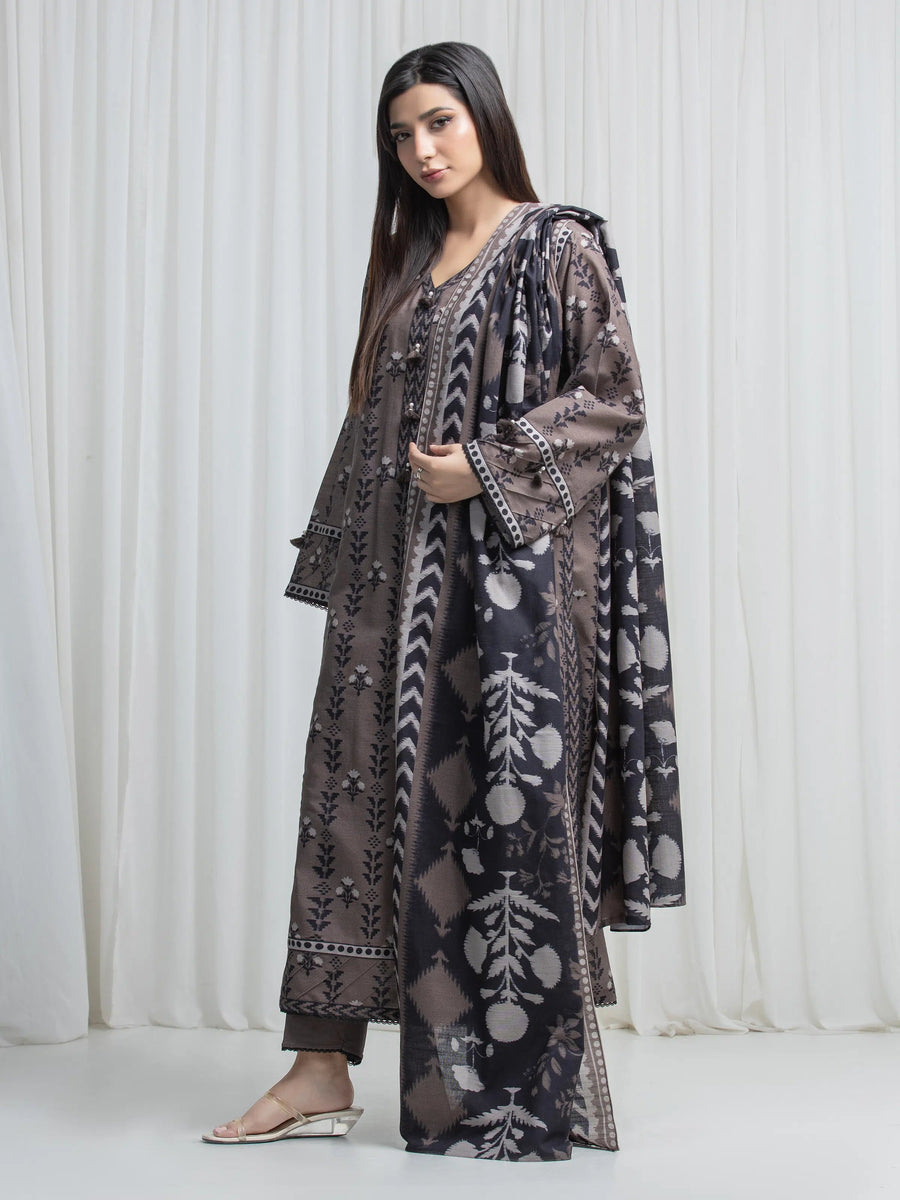 edenrobe Allure Unstitched Printed Khaddar 3Pc Suit EWU6A3-37031