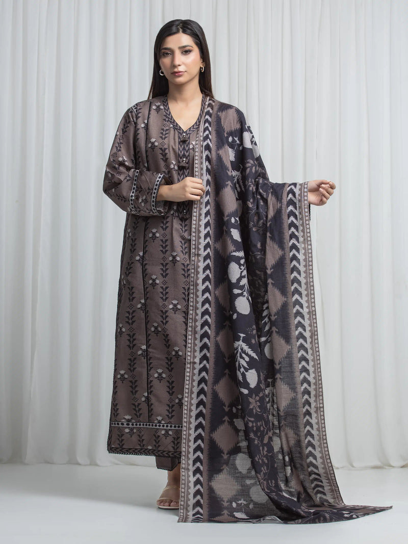 edenrobe Allure Unstitched Printed Khaddar 3Pc Suit EWU6A3-37031