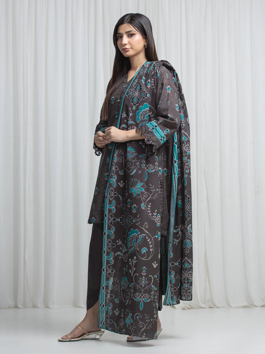 edenrobe Allure Unstitched Printed Khaddar 3Pc Suit EWU6A3-37035