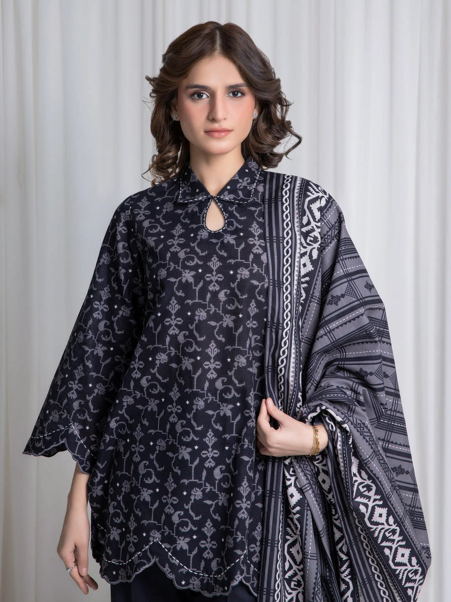 edenrobe Allure Unstitched Printed Khaddar 3Pc Suit EWU6A3-37040
