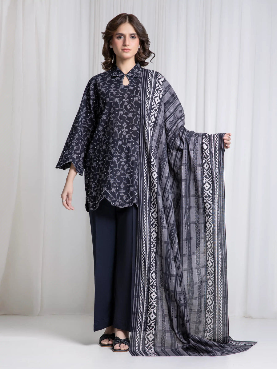 edenrobe Allure Unstitched Printed Khaddar 3Pc Suit EWU6A3-37040