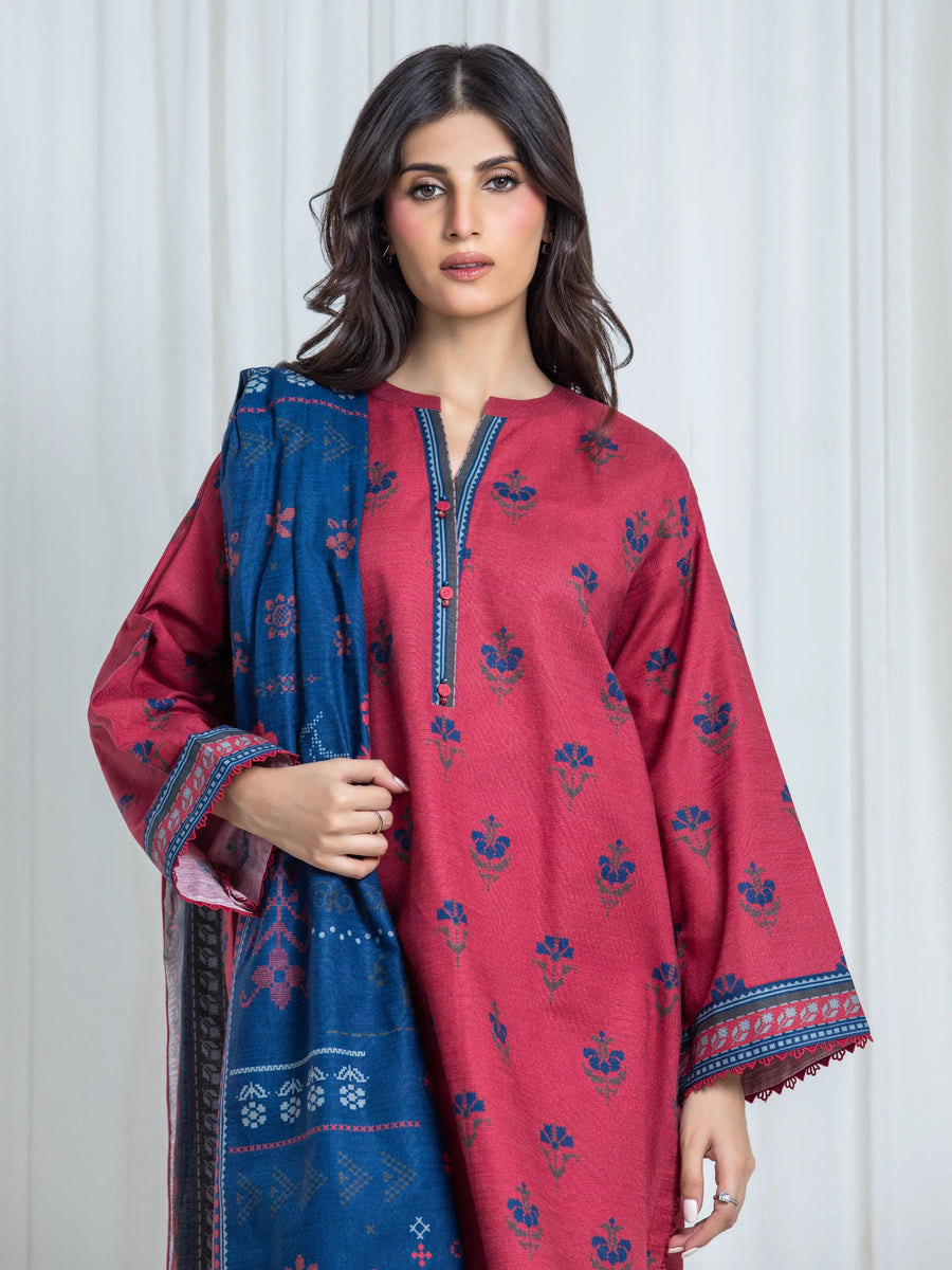 edenrobe Allure Unstitched Printed Khaddar 3Pc Suit EWU6A3-37047