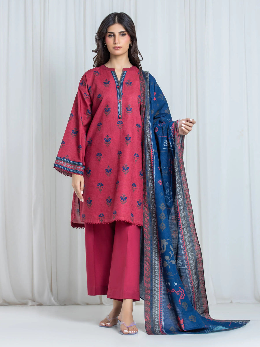 edenrobe Allure Unstitched Printed Khaddar 3Pc Suit EWU6A3-37047