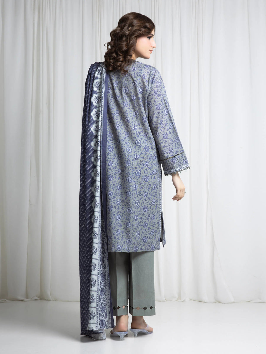 edenrobe Allure Unstitched Printed Khaddar 3Pc Suit EWU6A3-37054