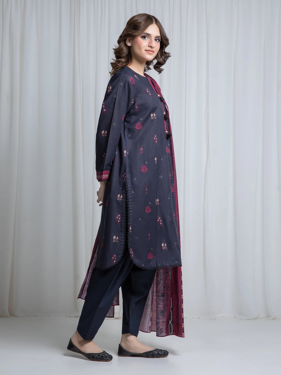 edenrobe Allure Unstitched Printed Khaddar 3Pc Suit EWU6A3-37059
