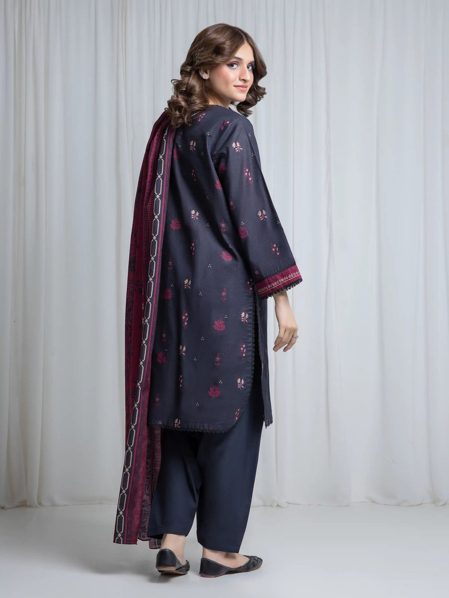 edenrobe Allure Unstitched Printed Khaddar 3Pc Suit EWU6A3-37059