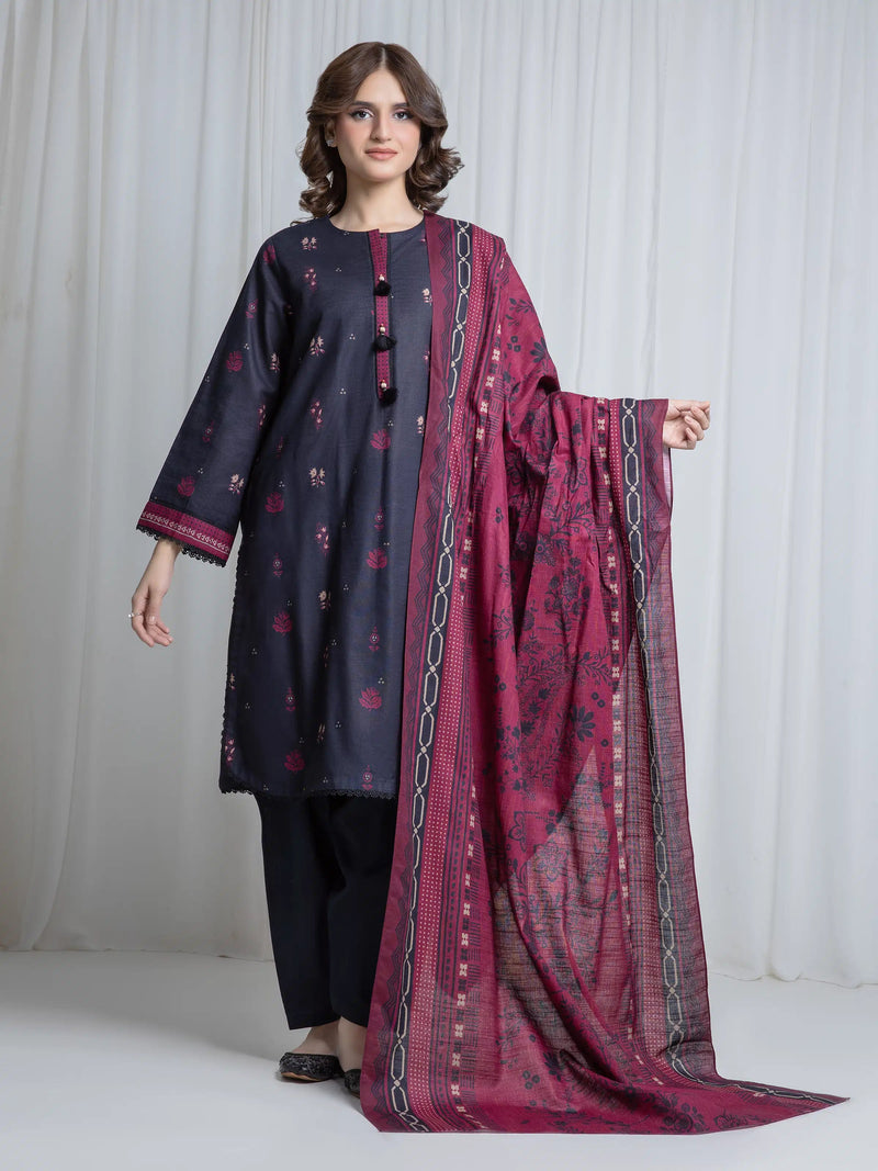 edenrobe Allure Unstitched Printed Khaddar 3Pc Suit EWU6A3-37059