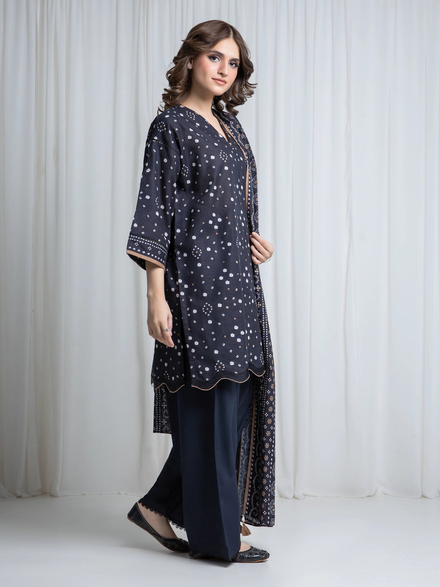 edenrobe Allure Unstitched Printed Khaddar 3Pc Suit EWU6A3-37068