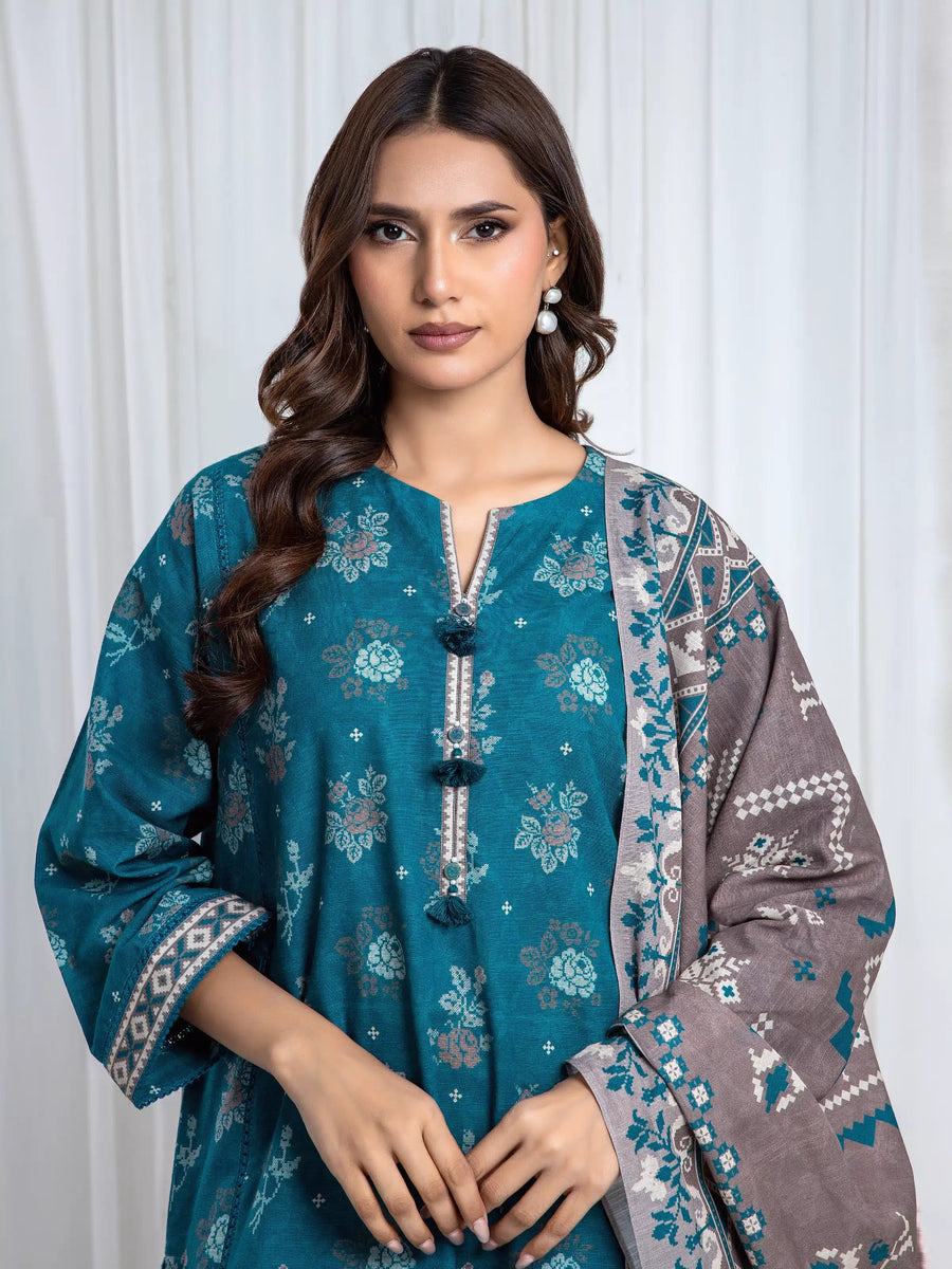 edenrobe Allure Unstitched Printed Khaddar 3Pc Suit EWU6A3-37071