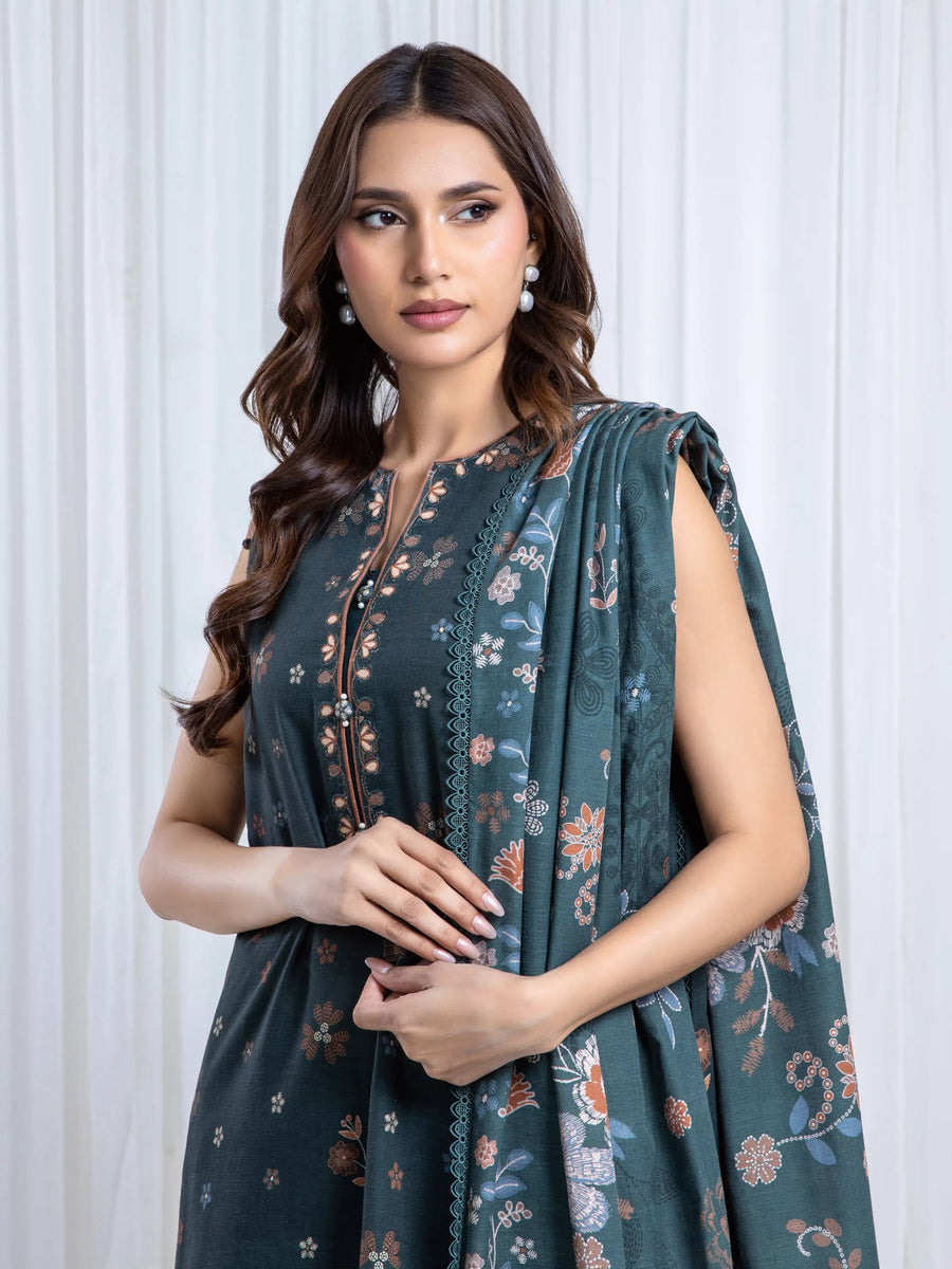 edenrobe Allure Unstitched Printed Khaddar 3Pc Suit EWU6A3-37073