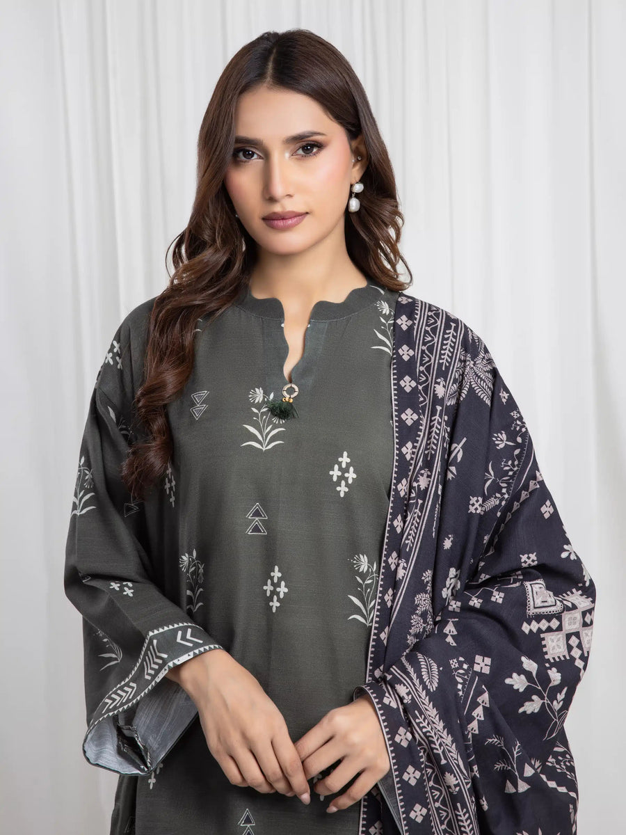 edenrobe Allure Unstitched Printed Khaddar 3Pc Suit EWU6A3-37082
