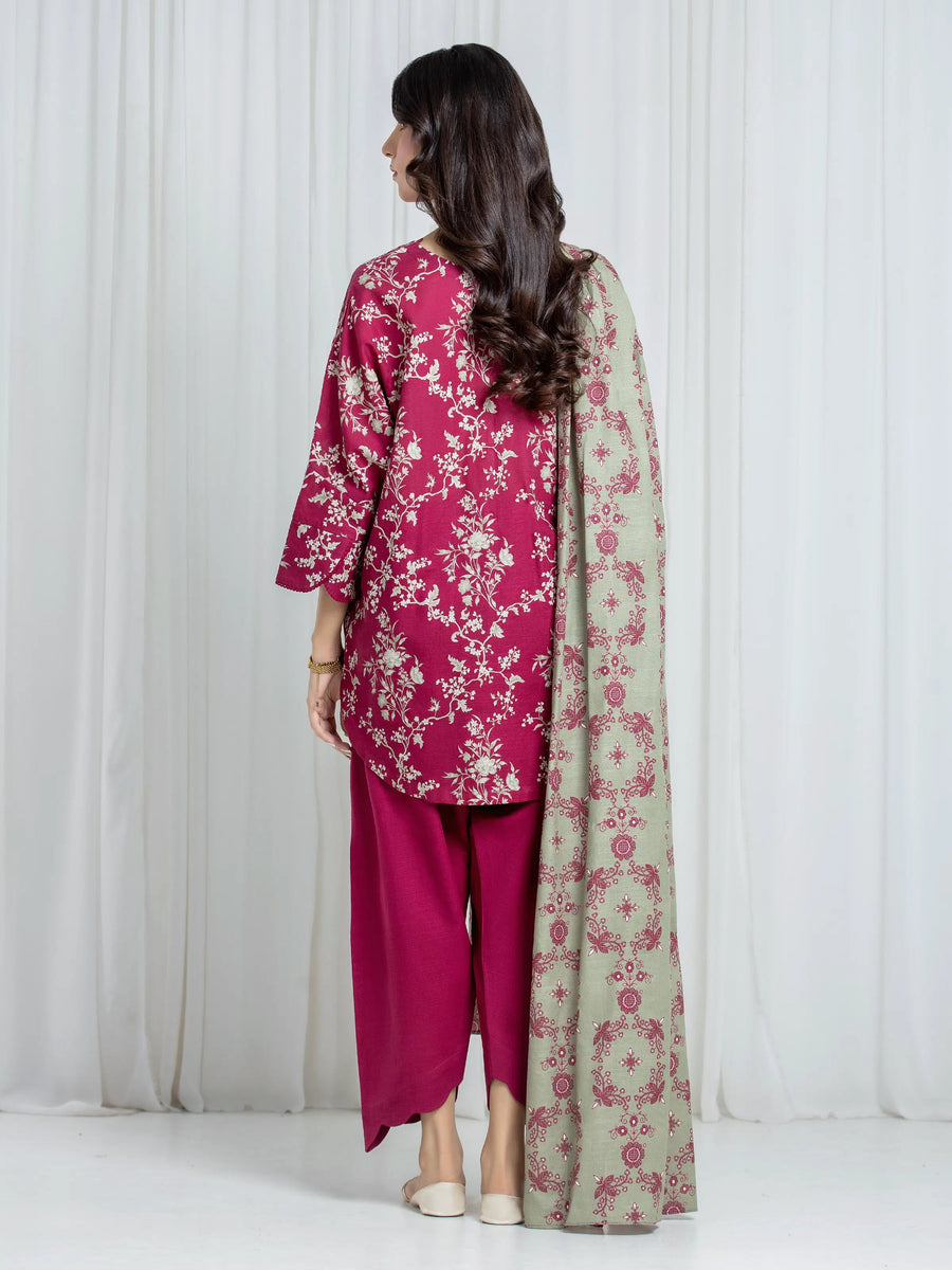 edenrobe Allure Unstitched Printed Khaddar 3Pc Suit EWU6A3-37083