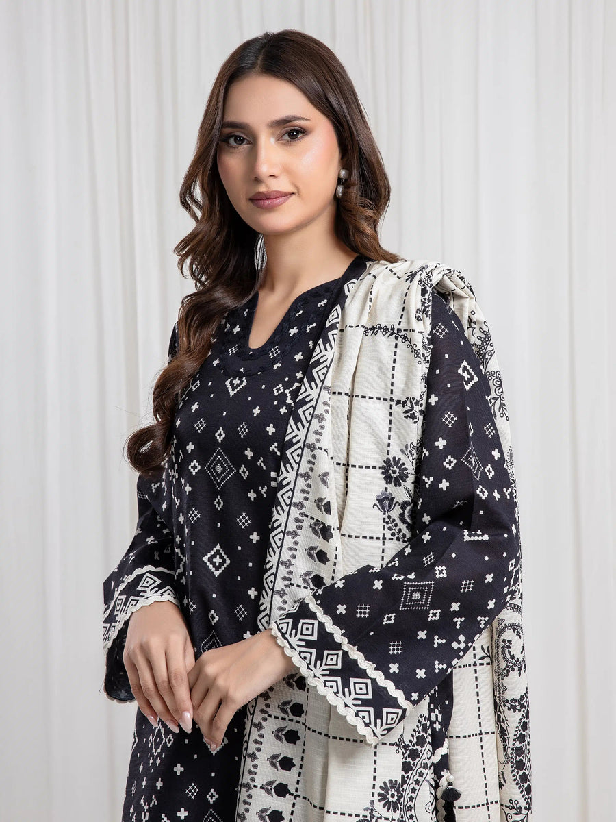 edenrobe Allure Unstitched Printed Khaddar 3Pc Suit EWU6A3-37085