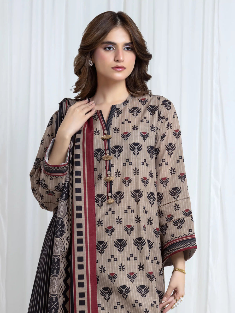 edenrobe Allure Unstitched Printed Khaddar 3Pc Suit EWU6A3-37104