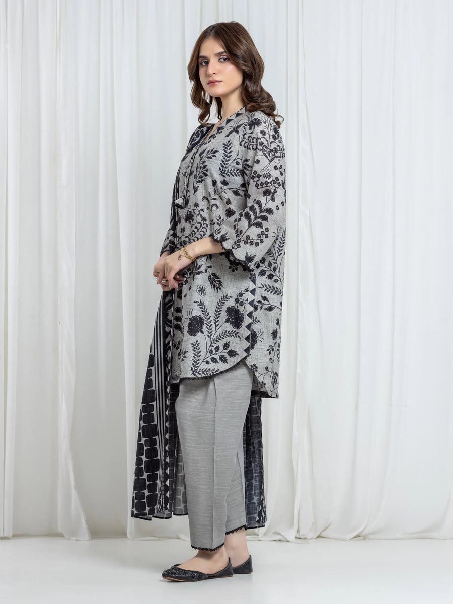 edenrobe Allure Unstitched Printed Khaddar 3Pc Suit EWU6A3-37106