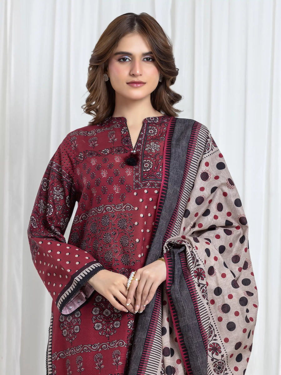 edenrobe Allure Unstitched Printed Khaddar 3Pc Suit EWU6A3-37107
