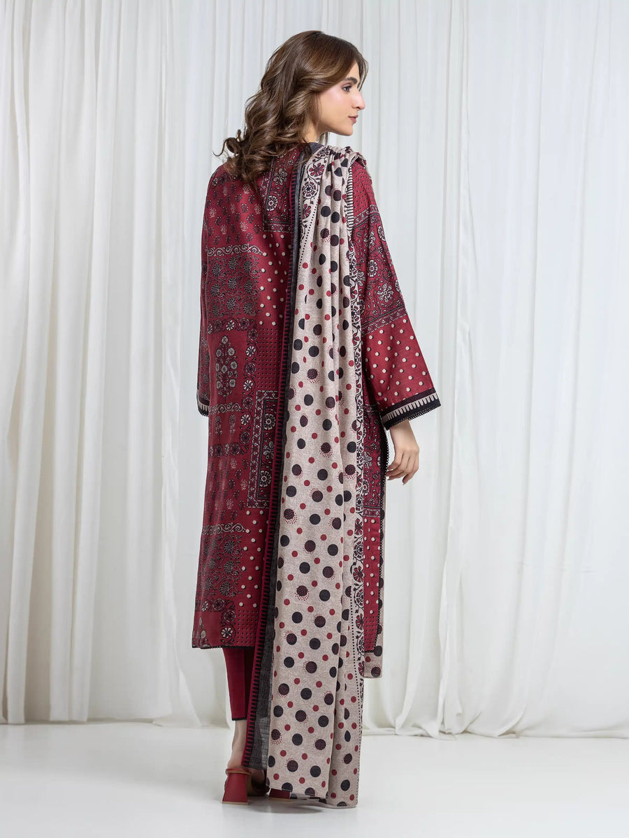 edenrobe Allure Unstitched Printed Khaddar 3Pc Suit EWU6A3-37107